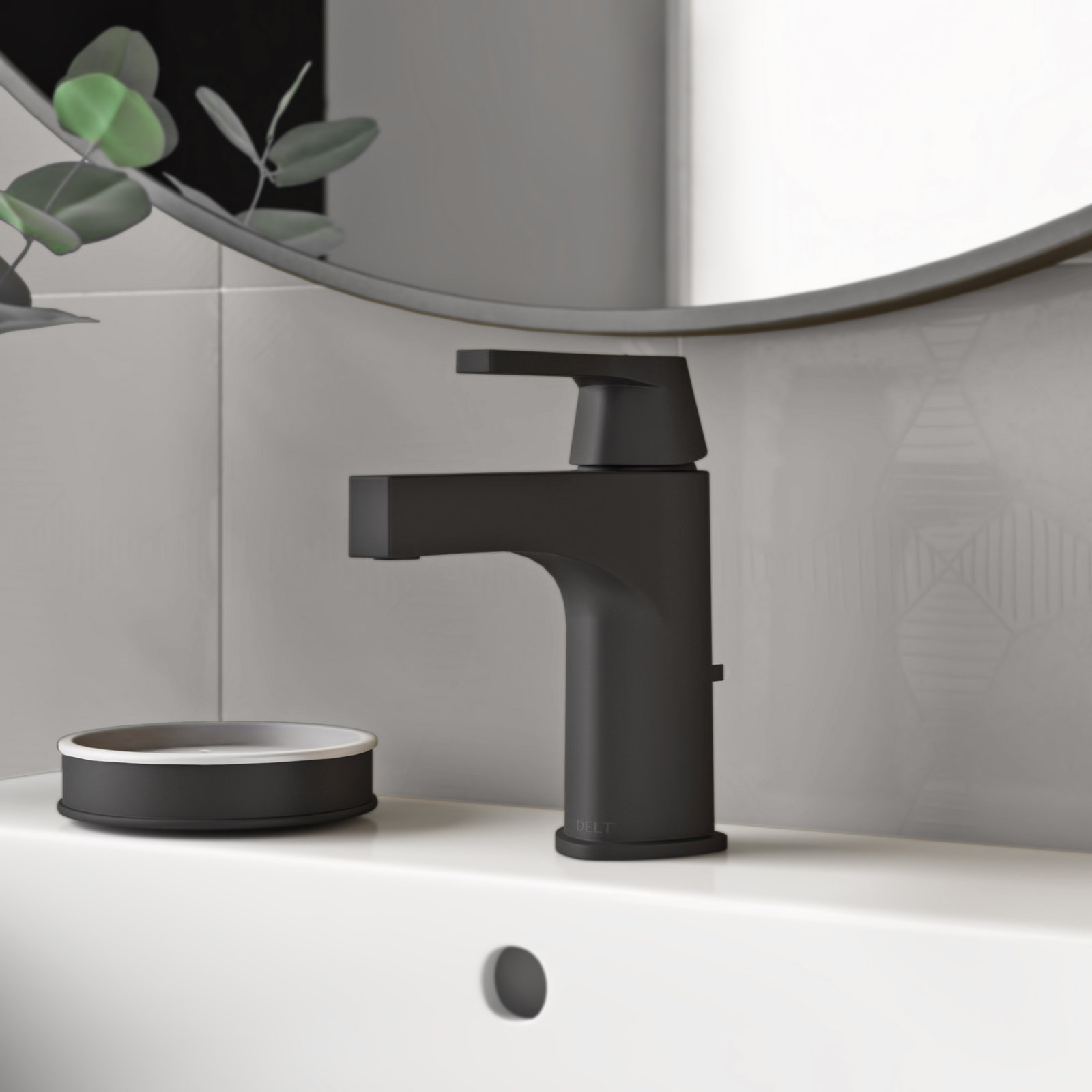 Zura Single-Hole Bathroom Faucet with Drain, Matte Black