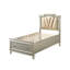 Lit double de couleur champagne - Cuir synthétique, champagne avec rangement DEL et efficace, cuir moderne
