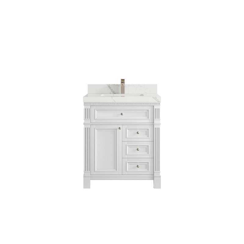 30 po Paris X P 22 po De salle de bain Quartz, Calacatta Laza, White