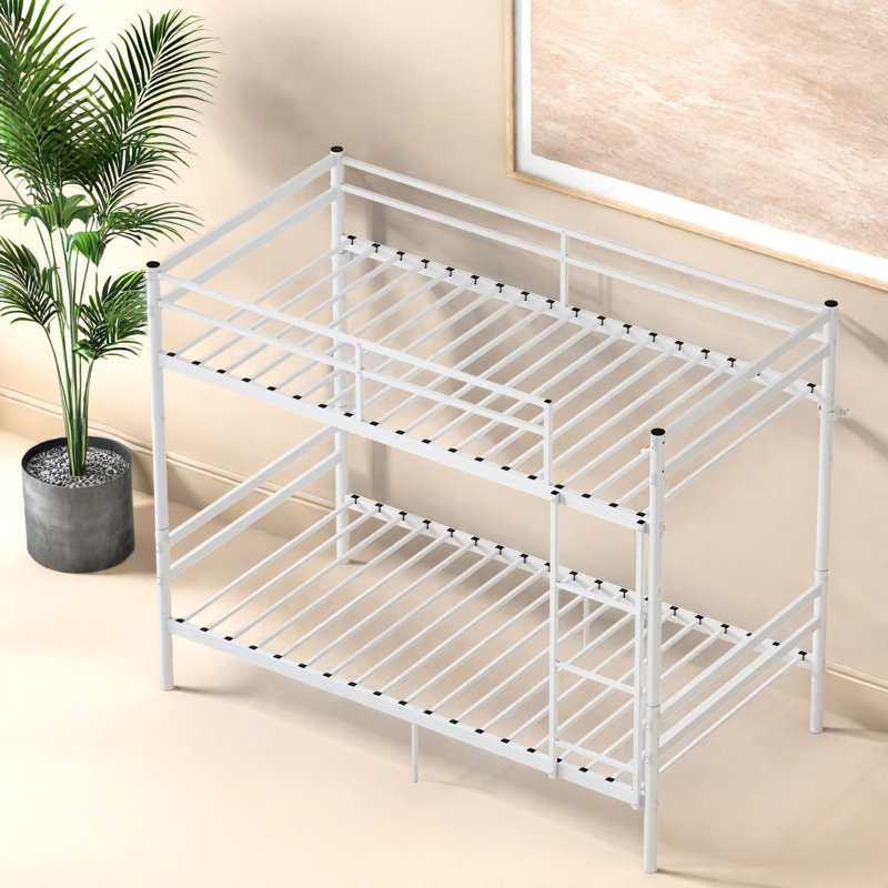Lits modernes avec rangement, lit simple en métal blanc, peu encombrant