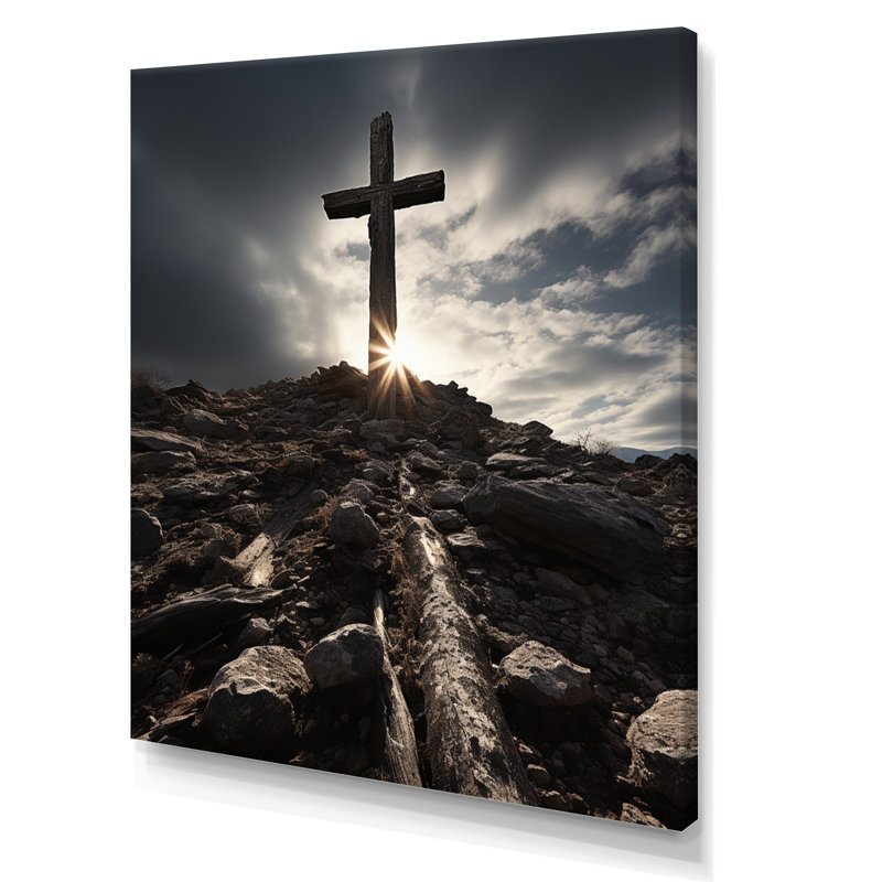 Neuville, croix religieuse, espoir céleste sur toile, H 40 po x l 30 po x P 1,5 po, Toile tendue