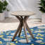 Table d'extérieur ronde 27,5 po, gris, avec base croisée et bois rustique gris