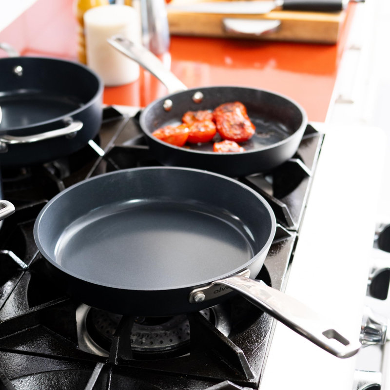 Black Aluminum 3-Piece Nonstick Ceramic Frying Pan Set