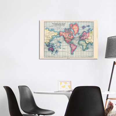 Transportation Routes Vintage Map by Piddix - Wrapped Canvas Print