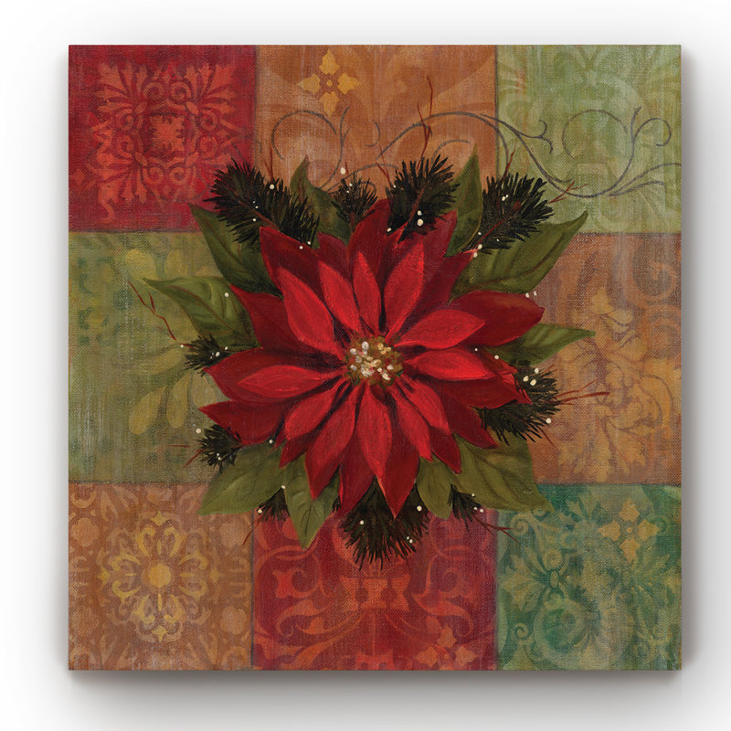 «9 Patch Poinsettia», reproduction sur toile tendue, H 24 po x l 24 po x P 1 po
