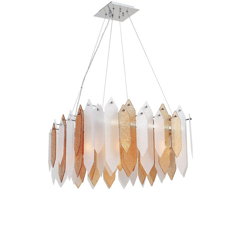 Lustre géométrique unique à 8 lumières Hakes, Ambre