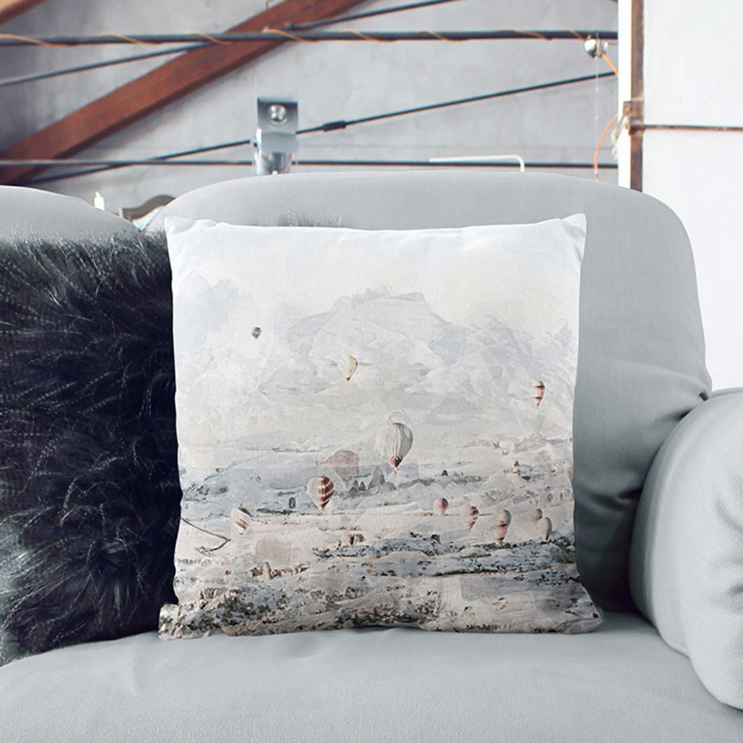 Hot Air Balloons over Turkey in Abstract Cushion with Filling