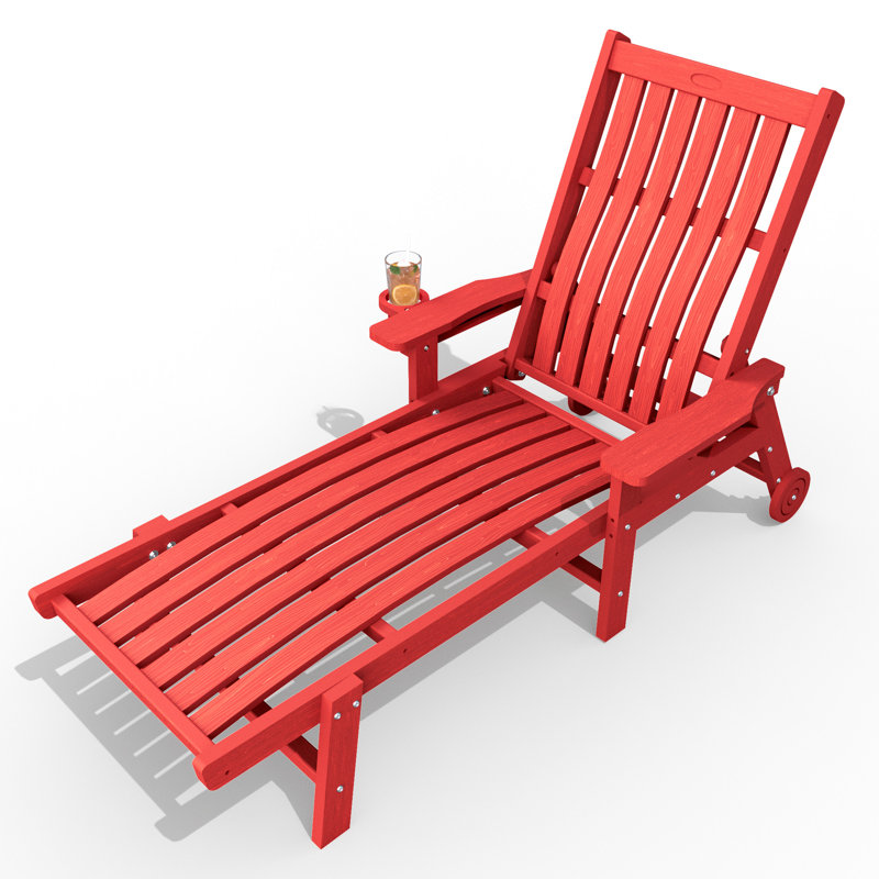 Chaise longue inclinable réglable en PEHD Dareona Pakkdiarie avec roulettes et porte-gobelet (ensemble de 2), Brun, 2