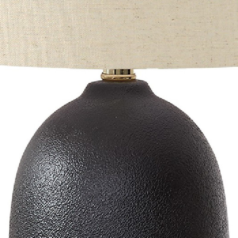 Dios Table Lamp, Textured Black Ceramic Body, Fabric Shade, 27 Inch, Black