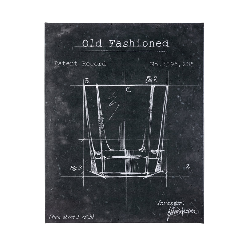 Barware Blueprint a Hand Embelished Textured Canvas, Barware Blueprint I