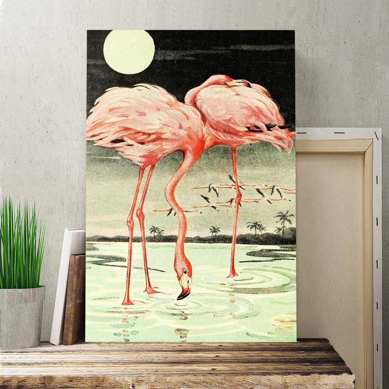 Flamingo Wrapped Canvas Painting, 60cm H x 40cm W