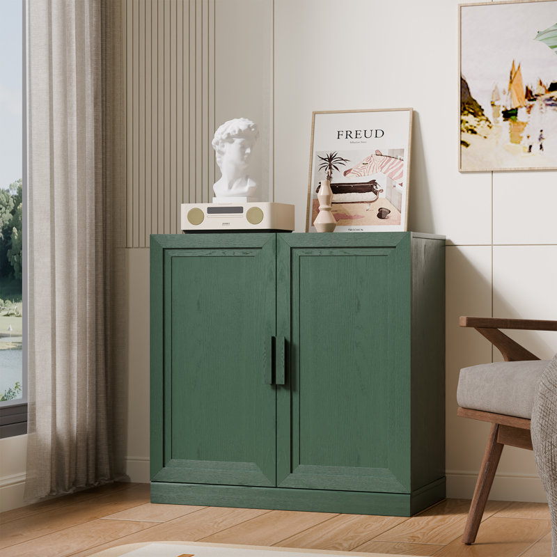 Armoire de rangement moderne à 2 portes avec tablettes réglables 31 po, L 31 po x H 31 po, Vert forêt