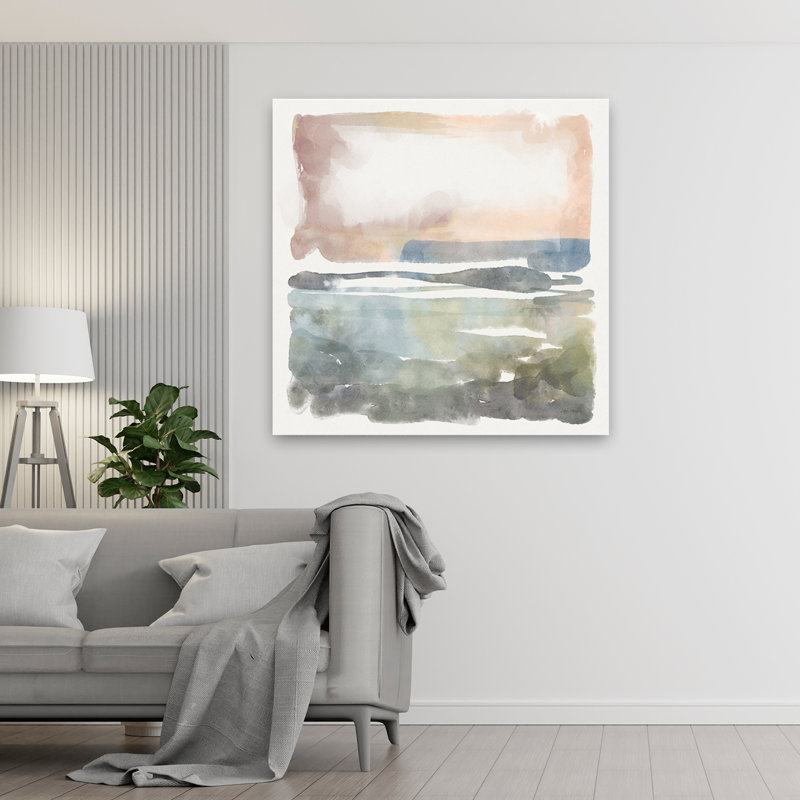 Soft Abstract Coastal Abstract Art, 48" H x 48" W