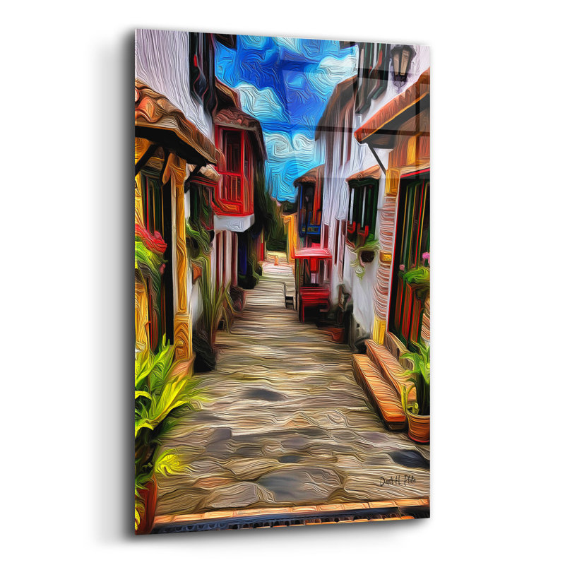 Art mural en verre épique «Colombiana» par Dante Plata, 12 po x 16 po