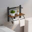 Porte-papier hygiénique double avec tablette, porte-papier hygiénique mural en bois, organisateur de salle de bain mural, rouleau double, convient aux salles de bain (brun rustique)-123078979