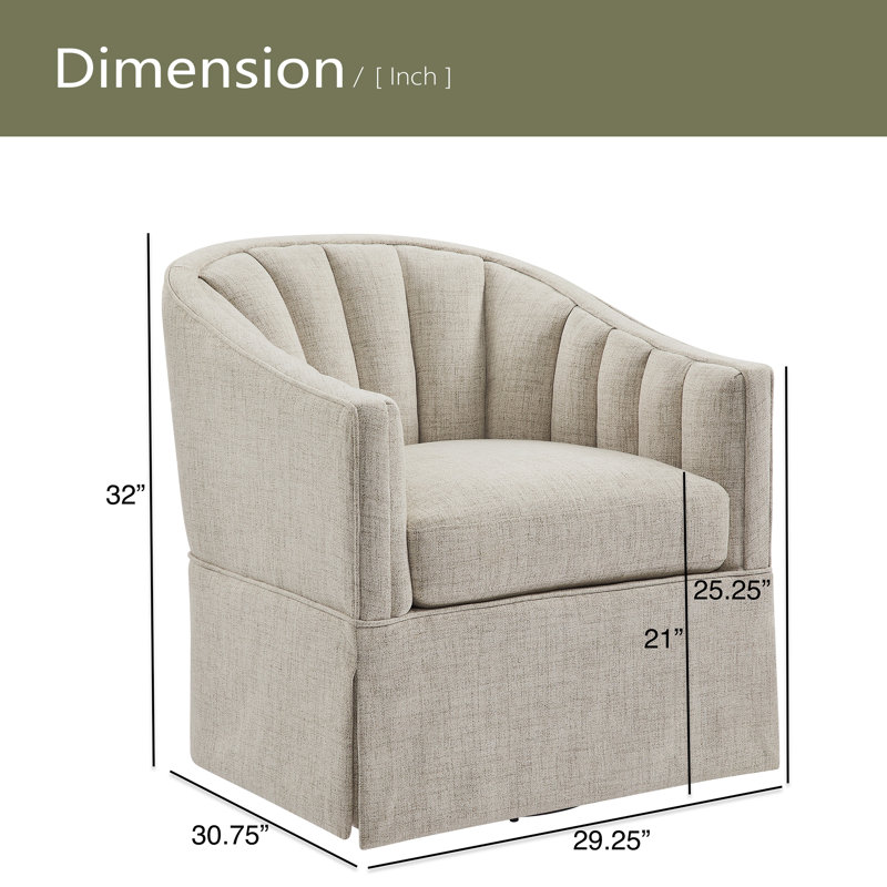 Fauteuil d'appoint pivotant avec jupe Solitude, Ivoire ivoire