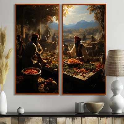 Art indien sur toile - célébrations de récolte d'art sur toile
