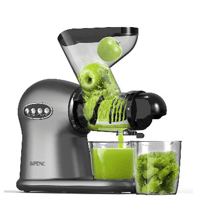 Presse-agrumes à pression froide Sifene 200w, double goulotte large de 3 po, anti-colmatage, facile à nettoyer, sans bpa, gris, nouveau