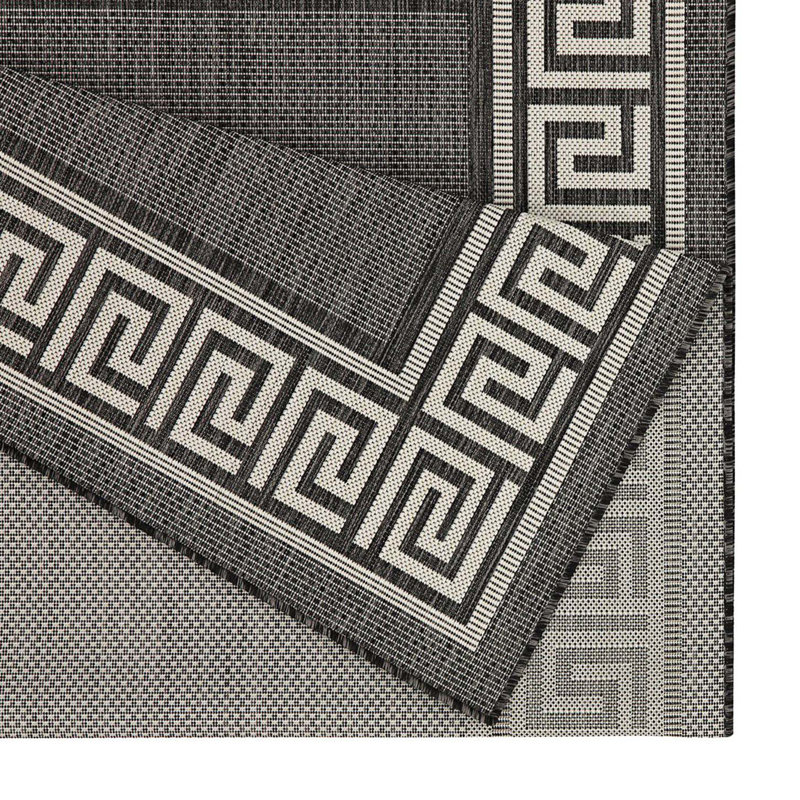 Timeless Border Design Indoor/Outdoor Area Rug, Flatweave Construction High Traffic Rug, Rectangle 5'3" x 7'3"