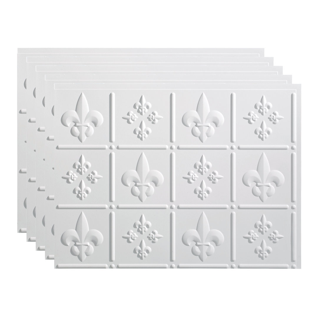 FASÄDE Fleur de Lis Decorative Vinyl 18in x 24in Backsplash Panel (Set of 5) Fasade 