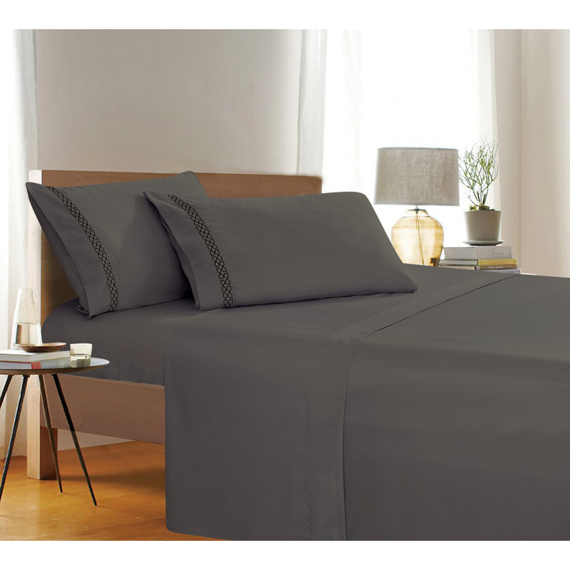 Ensemble de draps en microfibre percale, Grand, gris