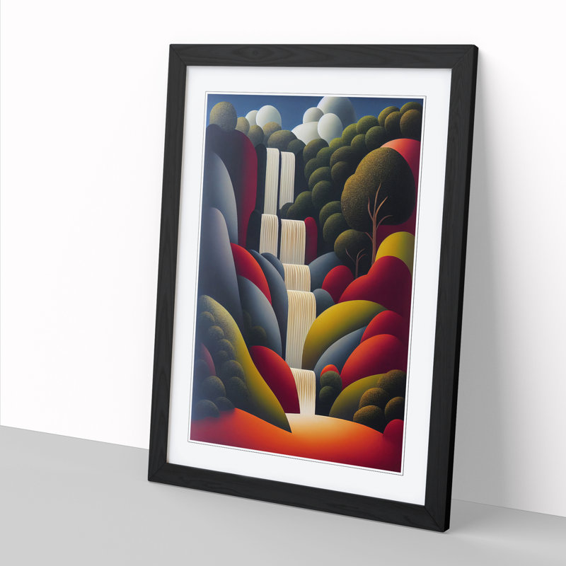 Cute Waterfall - Single Picture Frame Print, Black, 46cm H x 34cm W x 2" D