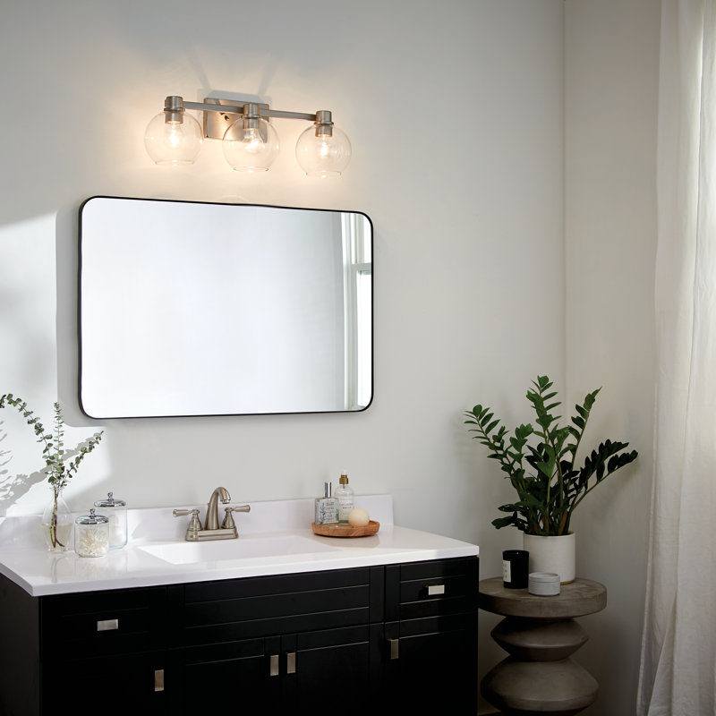 Éclairage pour salle de bain 3 lumières Hoover, Nickel brossé