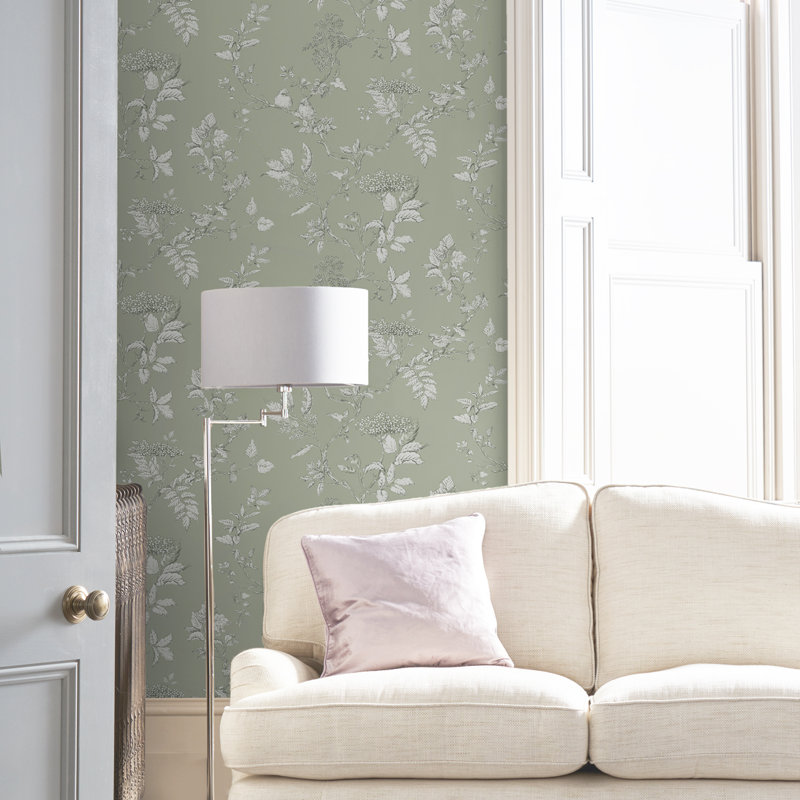 Laura Ashley Elderwood Wallpaper Roll, Sage