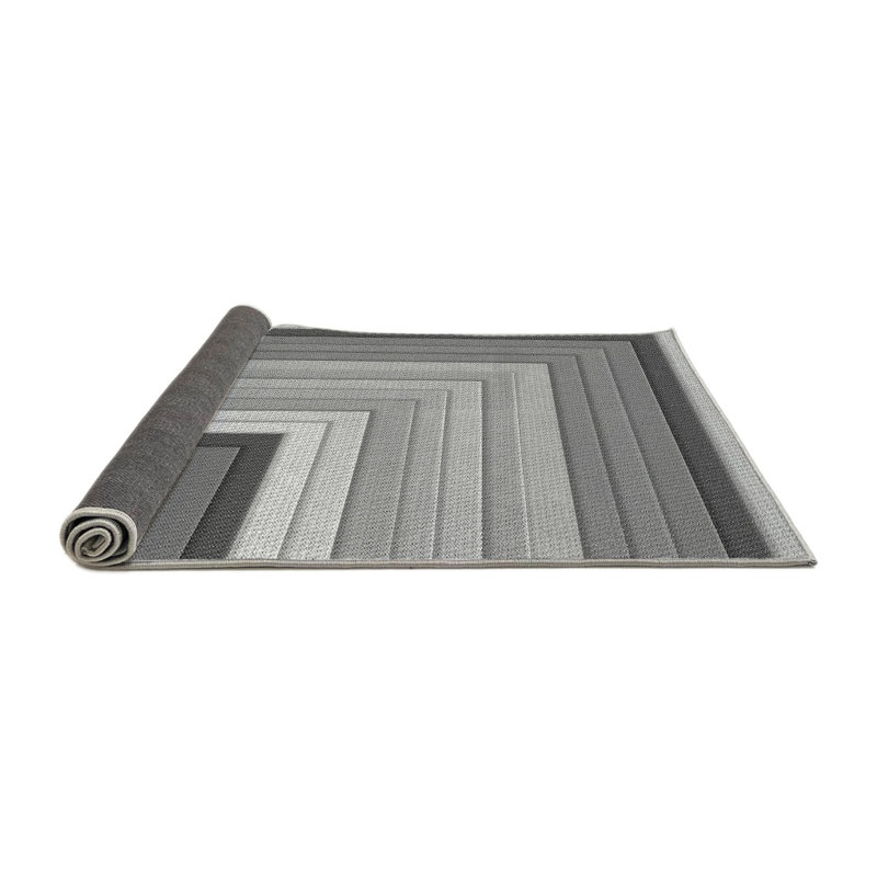 Tapis rayé gris en laine, Carré 4 pi