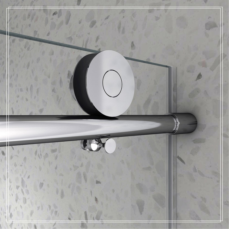 Chrome Frameless One Fixed And One Shifted Shower Door, 70MM 304 Stainless Steel Large Pulleys With Adjustable Soft Closing Function,With Nano Easy Cleaning And Stick Explosion-Proof Menbrance