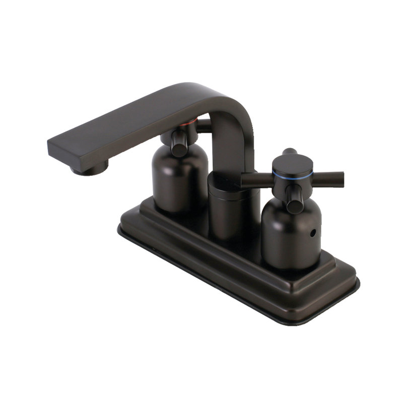 Kingston Brass Concord Two-Handle 2-Hole Deck Mount 4" Centerset Bathroom Faucet with Push Pop-Up, Oil Rubbed Bronze