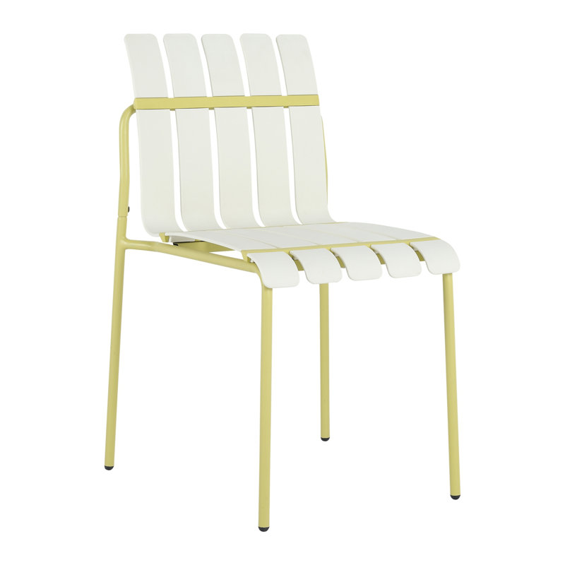 Ensemble de 4 chaises à blocs de couleur à rayures modernes, Grain jaune, blanc