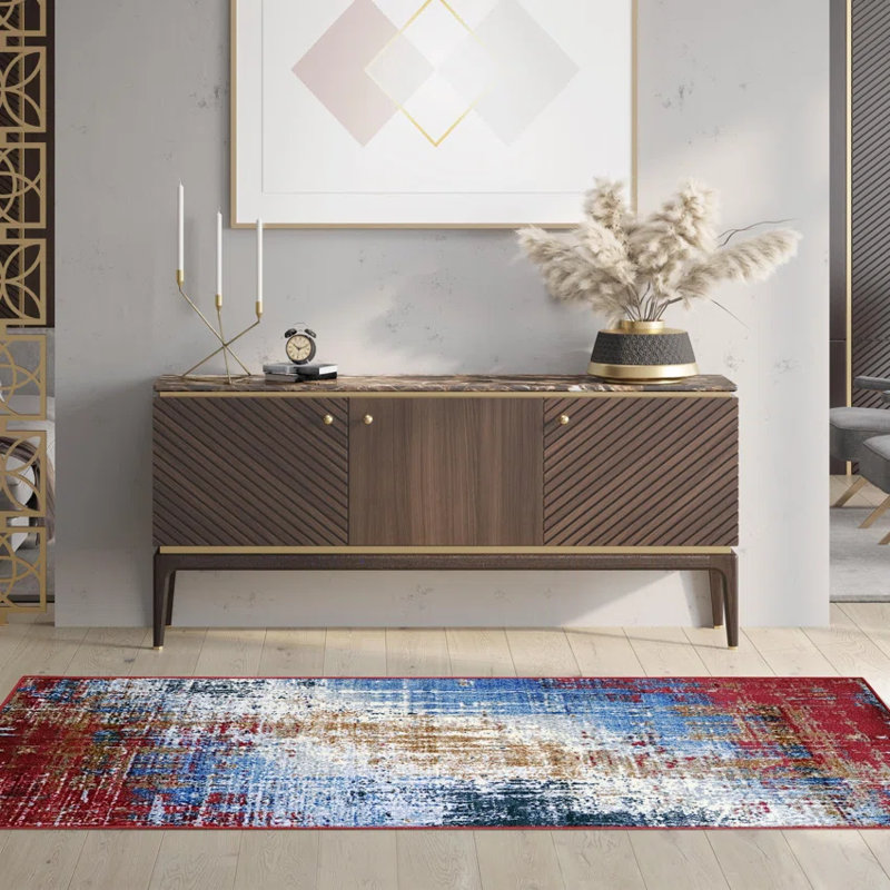 Tapis d'intérieur contemporain Roisin, Tapis de couloir 2 pi 7 po x 6 pi