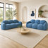 2-Piece Integrated Armrest Cloud Sofa, Teddy Plush 3-Seater Cloud Couch Set, Compressed No Assembly