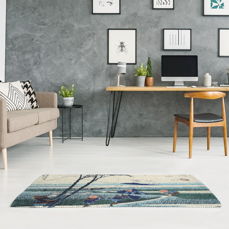Tapis bleu / vert Ejiri in Suruga, Rectangle 2 pi x 3 pi