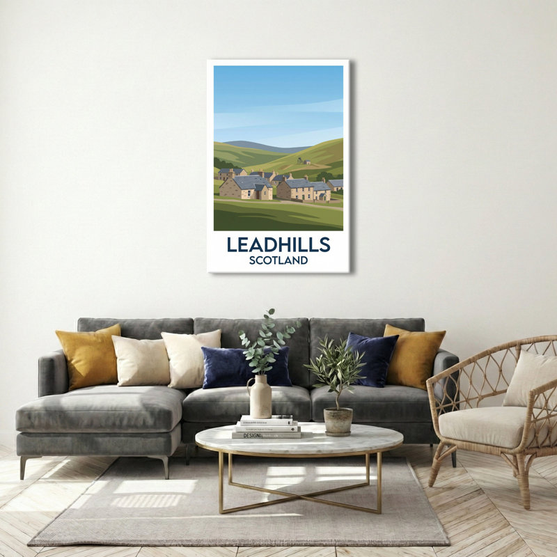 Leadhills, Scotland - Romantic Mining Village Travel Poster, Scottish Borders Print. Giclee Print On Wrapped Canvas. Wall Art, Home Decor - Cities & Towns, Scotland - Wrapped Canvas Print