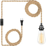 Plug in Hanging Light Fixture, 15FT Pendant Lamp Lights Cord with Switch Cord E26 Bulbs Socket