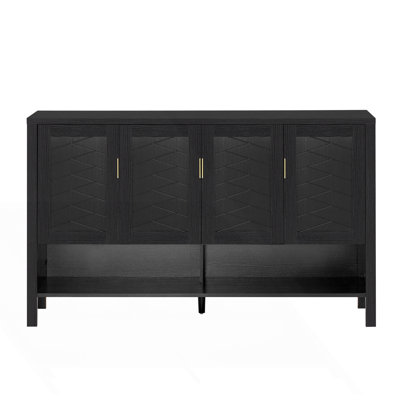 Buffet de rangement avec 4 portes, buffet multifonctionnel avec tablette ouverte et 2 tablettes réglables