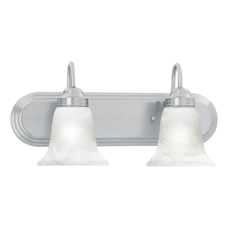 Éclairage pour meuble-lavabo à 2 lumières de 18 po de largeur Homestead - nickel brossé, 9" H x 18" W x 7.5" D, Nickel brossé