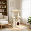 90cm Beige Cat Tree Tower with Sisal Scratching Posts, Cat Condo, Hammock, Top Perch & 2 Hanging Toys