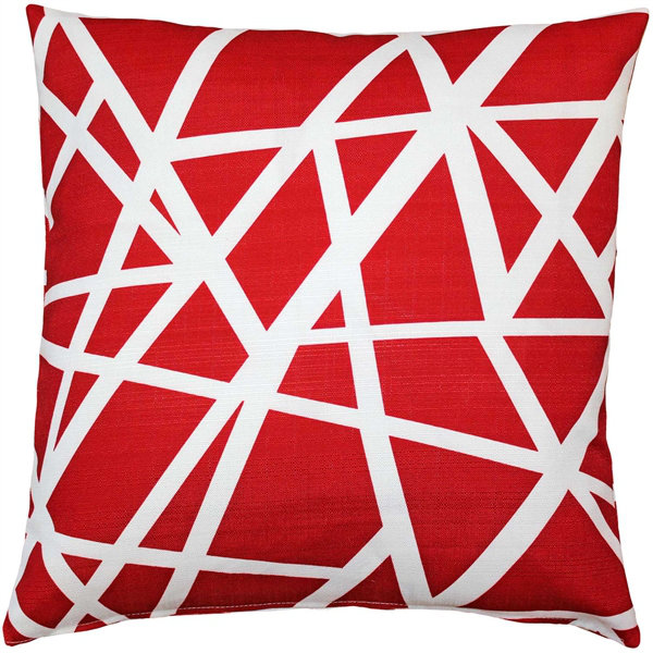 Bird's Nest Geometric Throw Pillow, Red