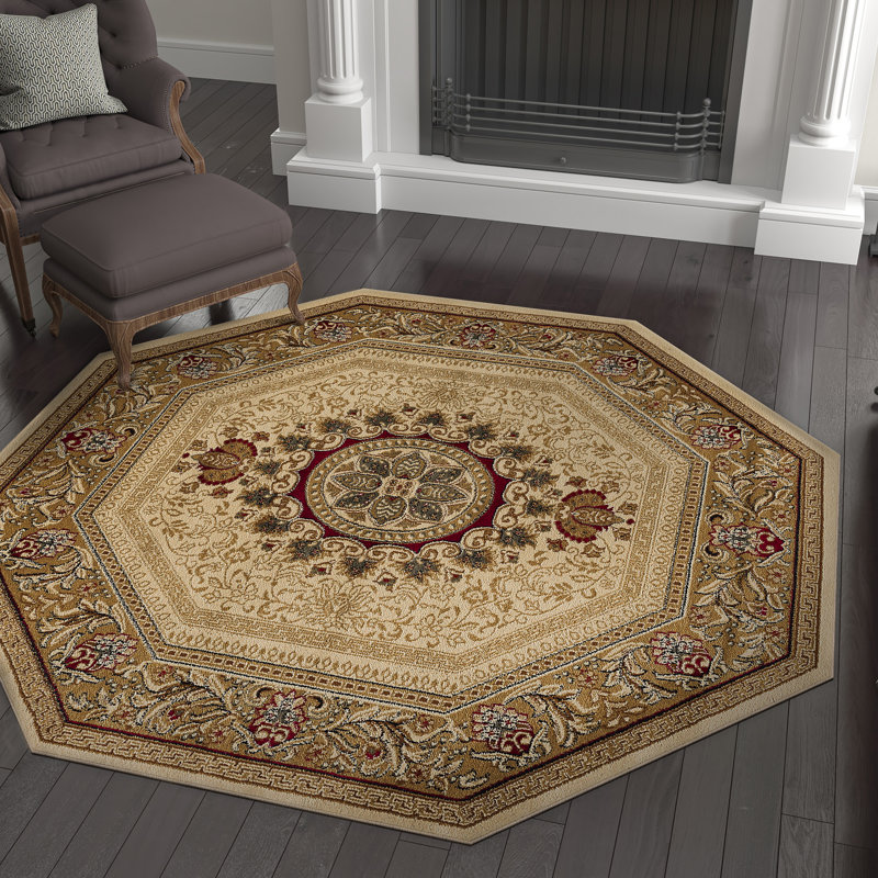 Tapis oriental ivoire / beige Clarence, Octogone 5 pi 3 po