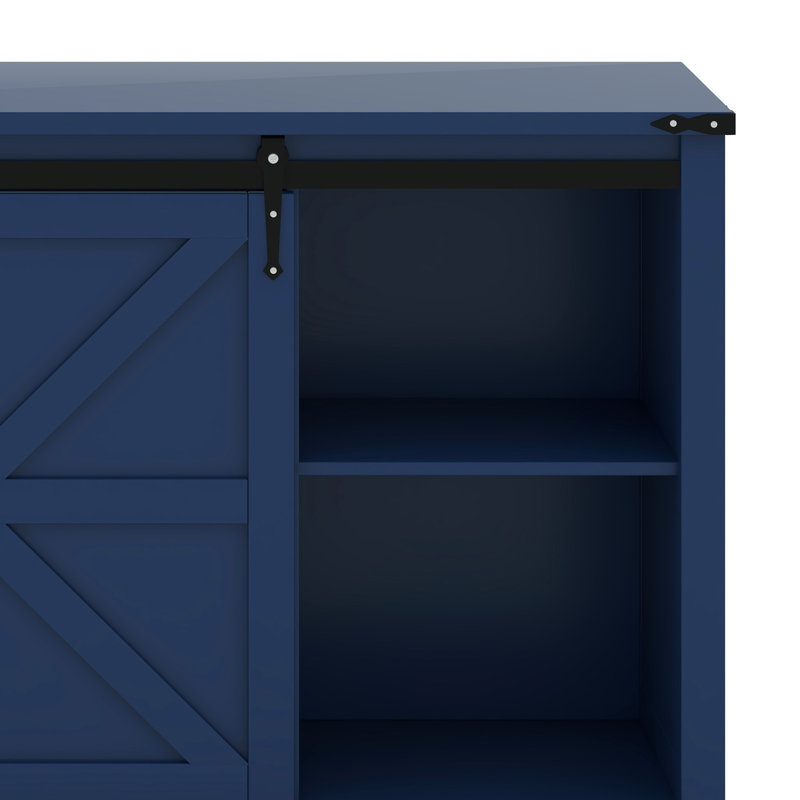 Buffet de 55,1 pouces avec portes de grange coulissantes et 4 tiroirs, armoire de rangement avec prise de courant intégrée