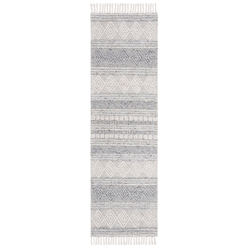 Natura Hand Woven Viscose/Wool Southwestern Rug in Silver/Gray, Runner 2'3" x 8'