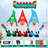 Christmas Inflatable 7.5 FT Long Gnome Inflatables Three Midgets Holding Hands with Built-in LEDs