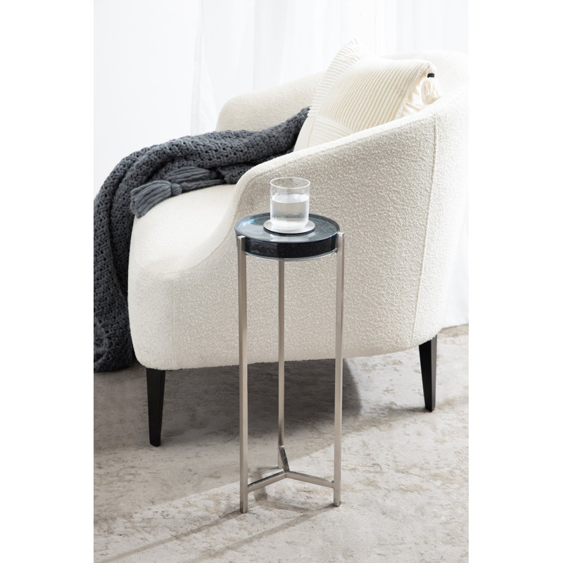 Table de bout Eveland Stone, Argent, Verre bleu