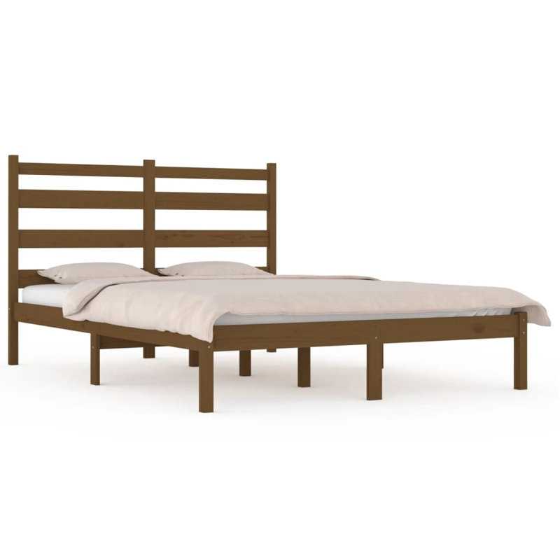 Jaythian Solid Wood Bed, Black, 200 x 200 cm