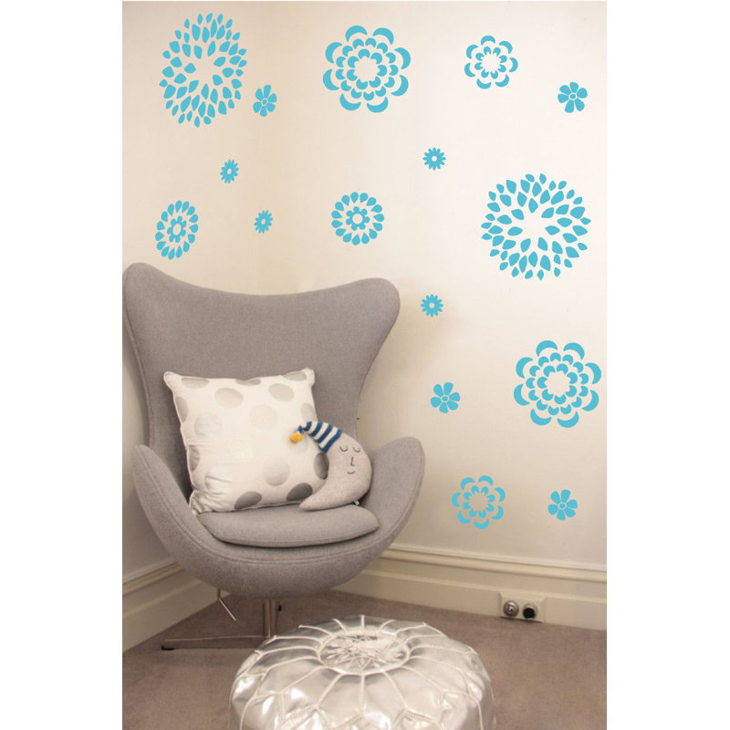 Adhésif décoratif motif floral, H 19 po x l 24 po x P 0,01 po, Bleu geyser