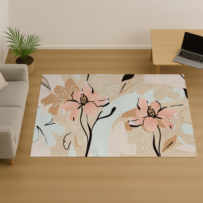 Floral Area Rug, Runner 70 x 140 cm