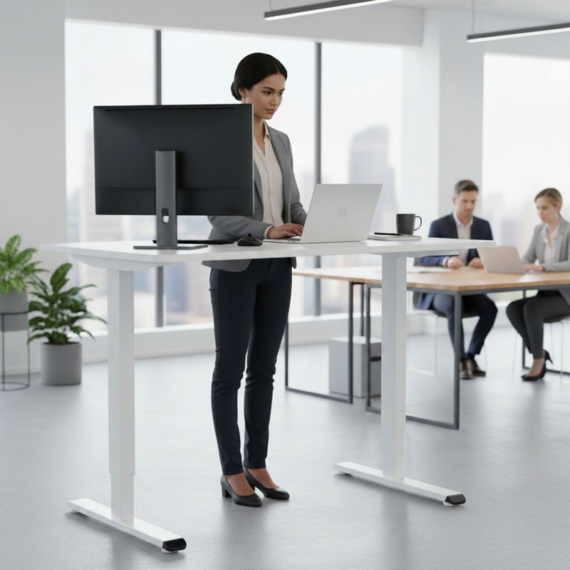 Bureau électrique ergonomique Kaylan RISE Series, Blanc